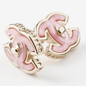 Chanel Gold and Pearly Pink Stud Earrings